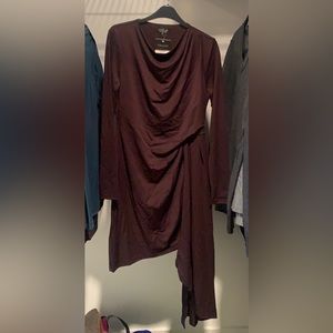 Topshop brown burgundy draped dress. Brand new with tags